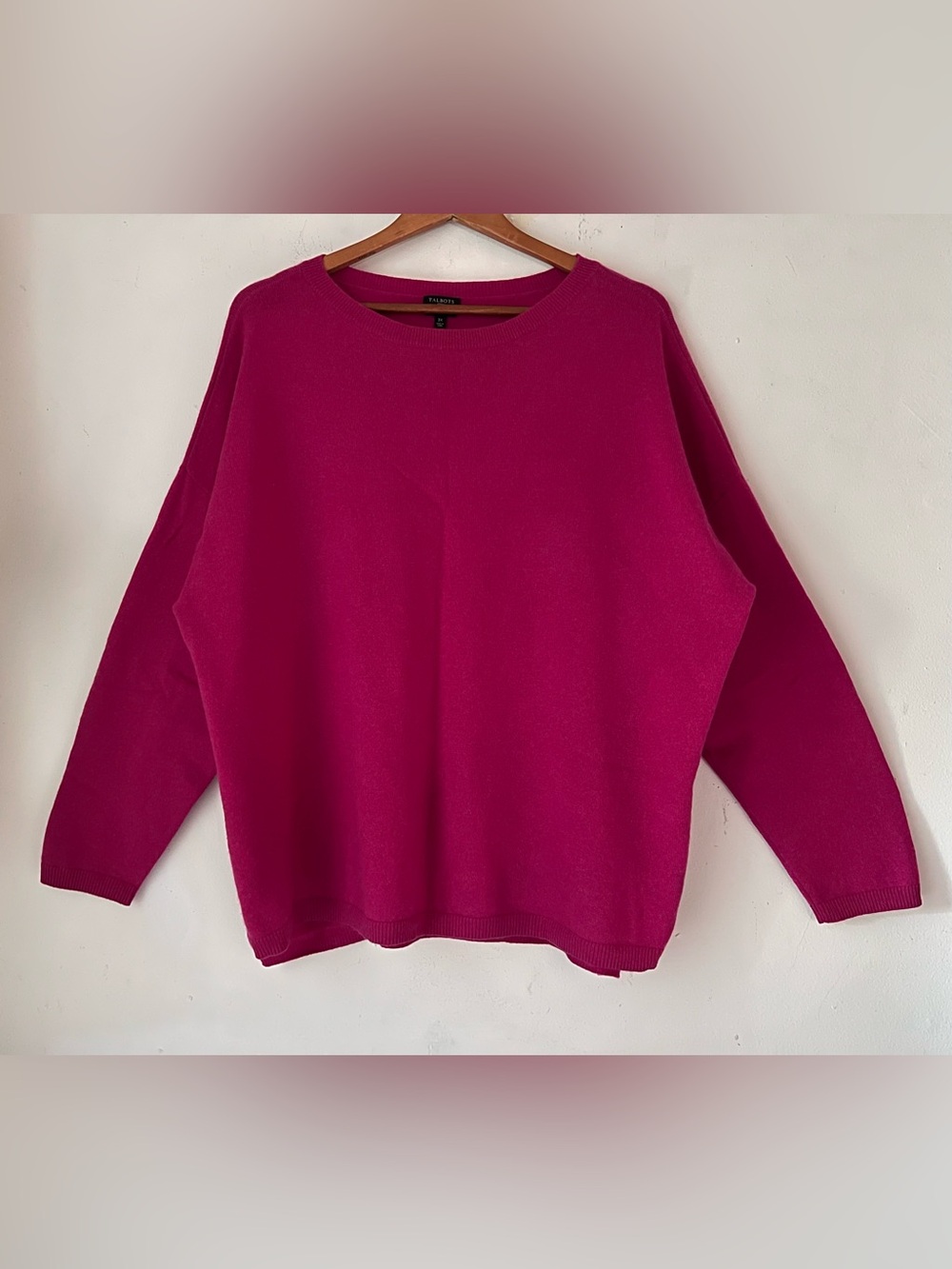 Talbots 100% Pure Cashmere Crewneck Sweater Fuchsia/Magenta Pink Sz 3X